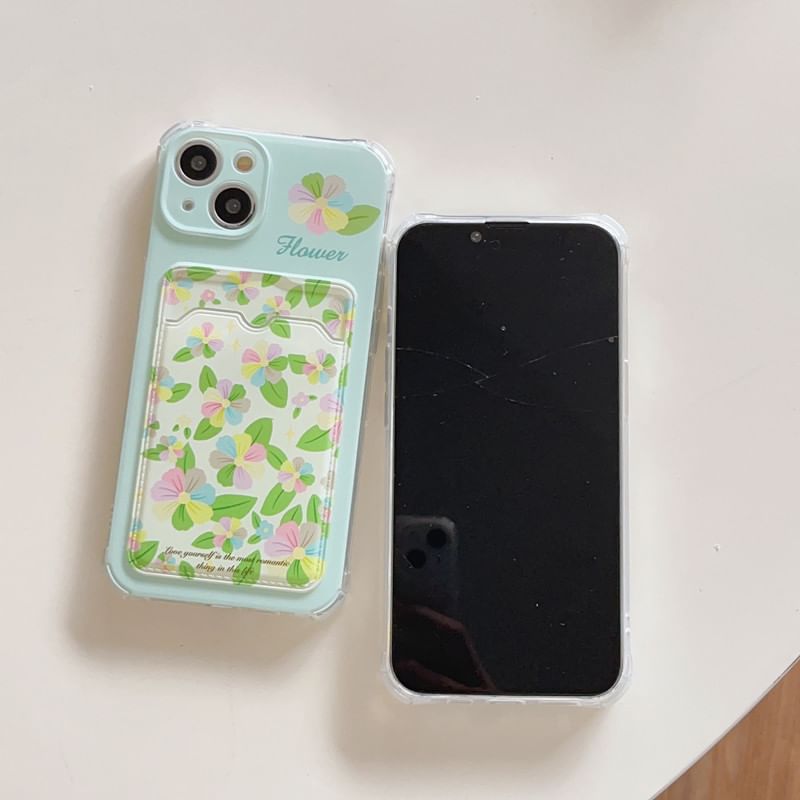 Case Holder Floral Strap Card Phone