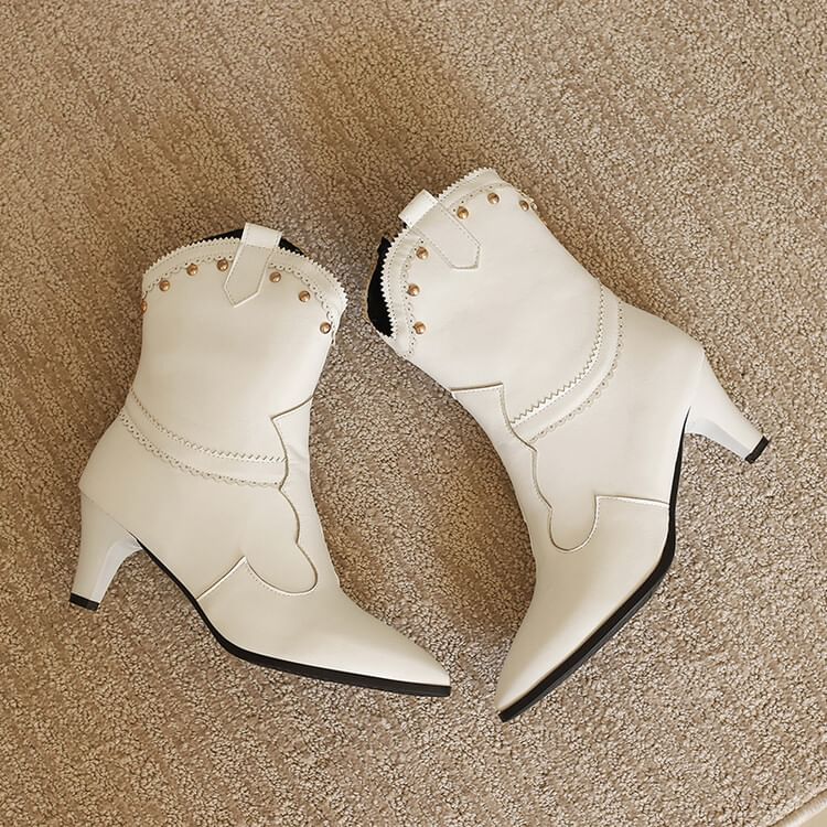 Studded Heel Short Chunky Boots