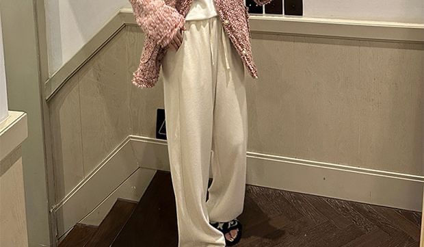 Long Sleeve Pearl Button Tweed Blazer