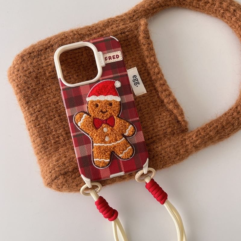 Embroidered Christmas Case Phone Strap