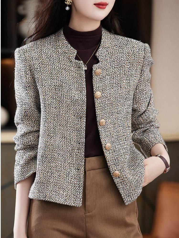 Tweed Button-Up Blazer