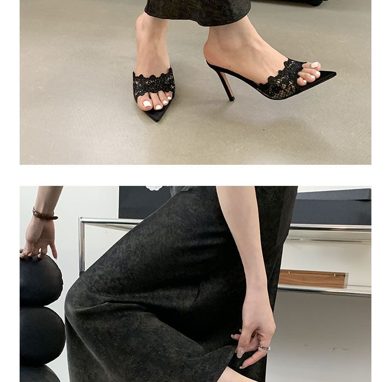 Stiletto Sandals Heel Slide Pointy