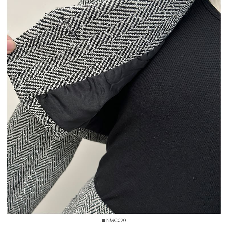 Set: Cropped Lapel Tweed Blazer + High-Waist Dress Shorts