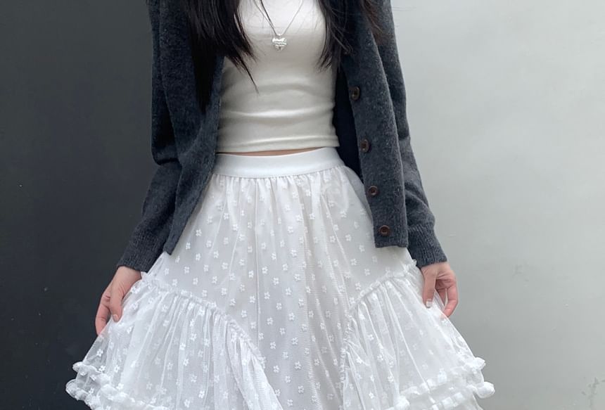 Floral Skirt High Rise Ruffle A-Line Maxi Asymmetrical