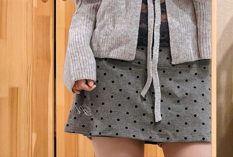 Lace Up V-Neck Plain Cardigan