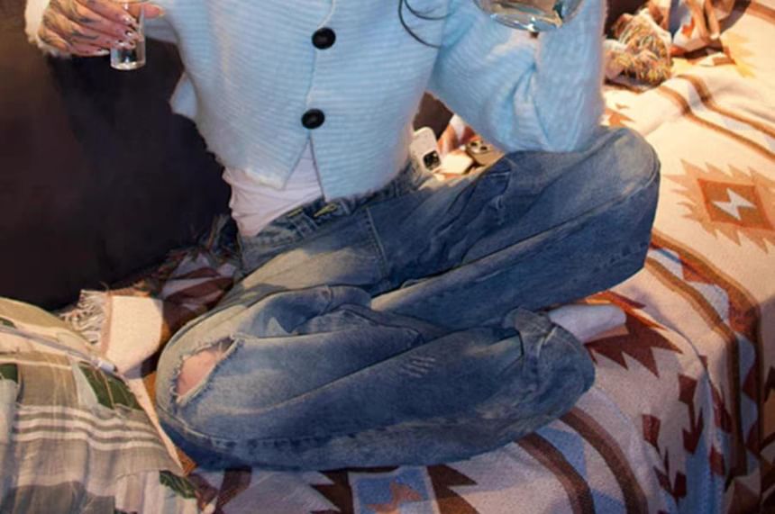 Striped Turtleneck Cropped Cardigan