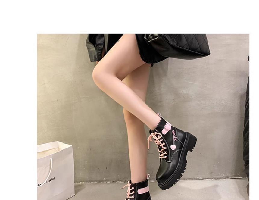 Panel Boots Lace Platform Buckled Up Short