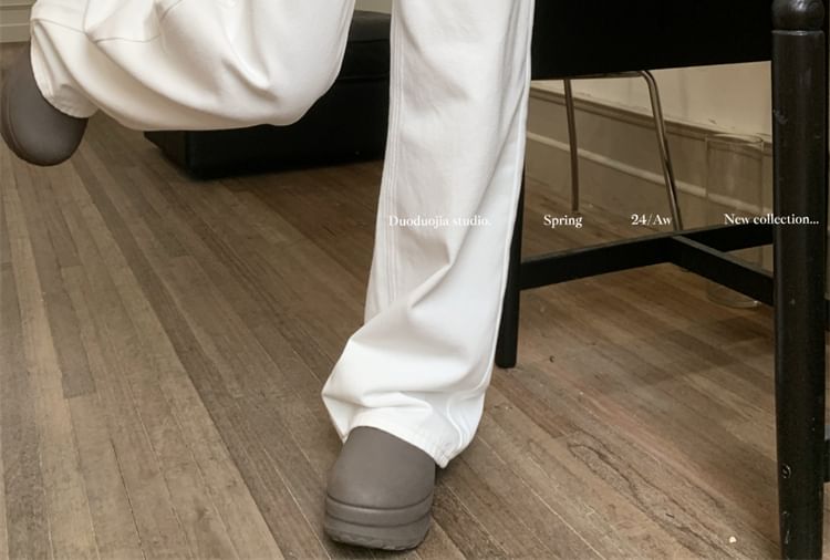 Embroidered Fit High Jeans Loose Bow Waist