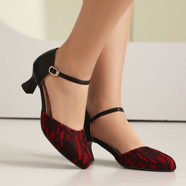 Heel D'Orsay Lace Sandals Panel Low