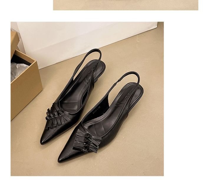 Pointed Leather Faux Sandals Toe Heel Slingback Kitten