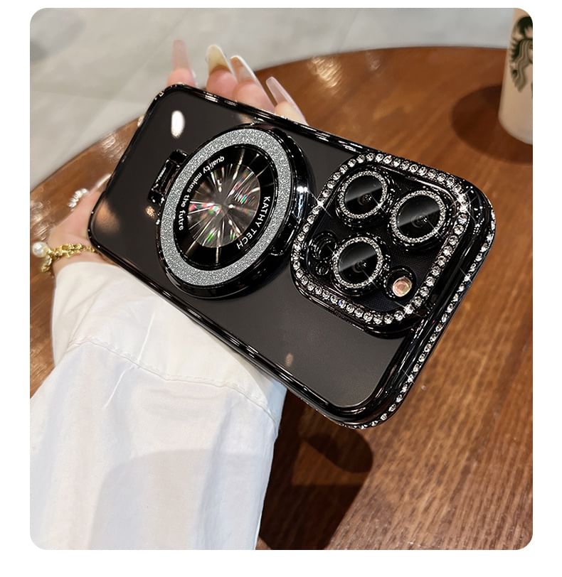 Rhinestone (Compatible Stand Transparent Phone with Case MagSafe) Magnetic