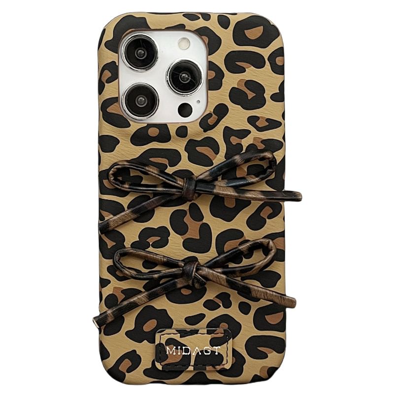 Case Phone Leopard Bow Print