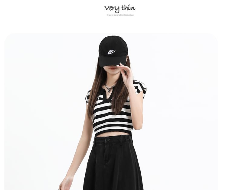 Plain Rise High A-Line Skirt Denim Midi