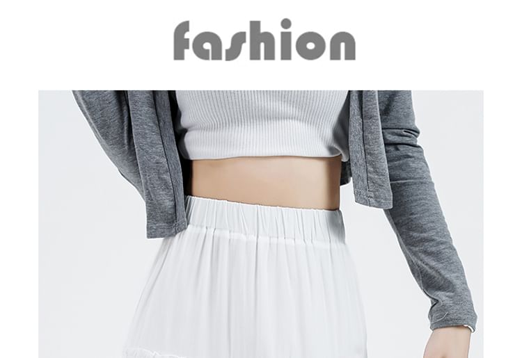 Skirt Maxi Elastic Tiered A-Line Plain Waist