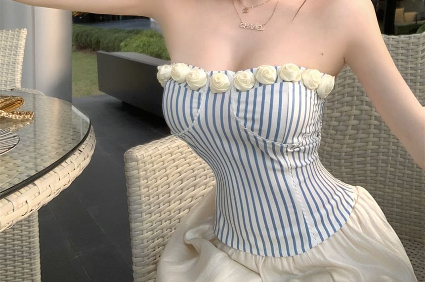 Floral Striped Top Detail Tube