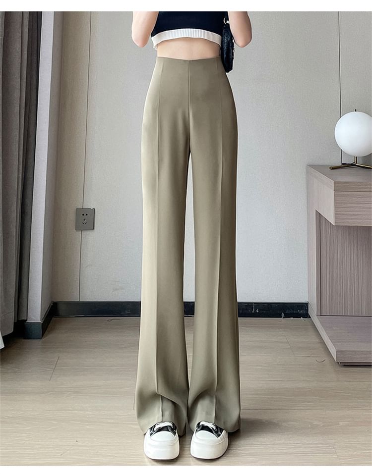 Straight Pants Dress High (Various Waist Designs) Leg Plain