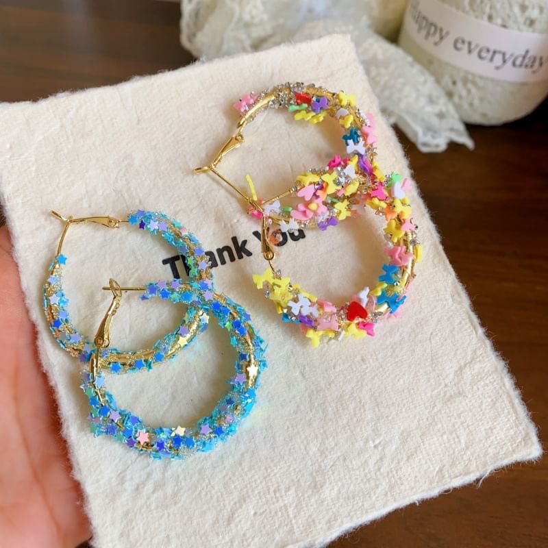 / Earring Star Bow Heart Hoop