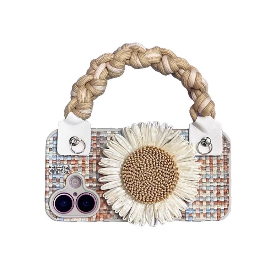 Sunflower Phone Case Woven Lanyard Adhesive Decoration / Set Strap