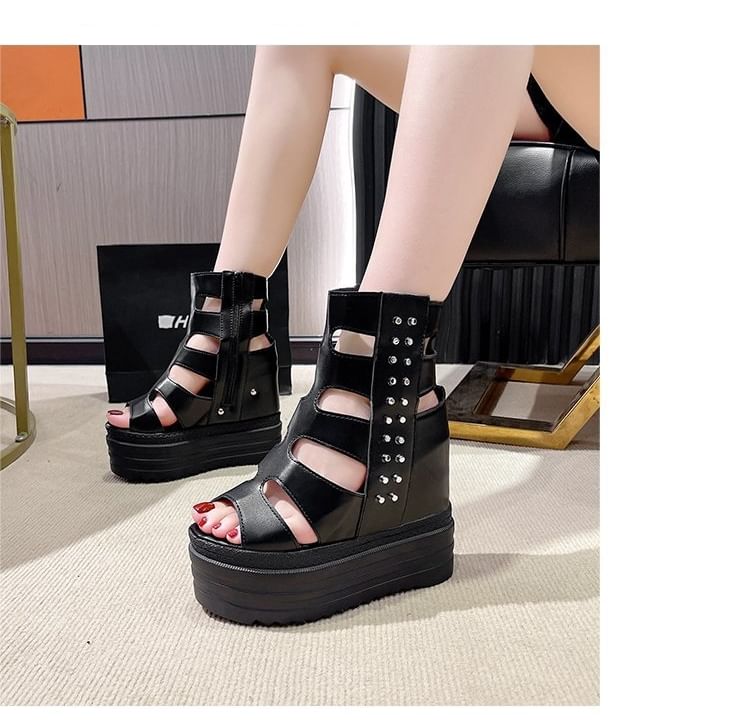Platform Gladiator Studded Sandals