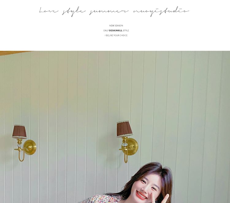 Crew Neck Fringed Button-Up Tweed Jacket