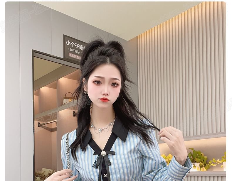 Long Sleeve Striped Crop Shirt