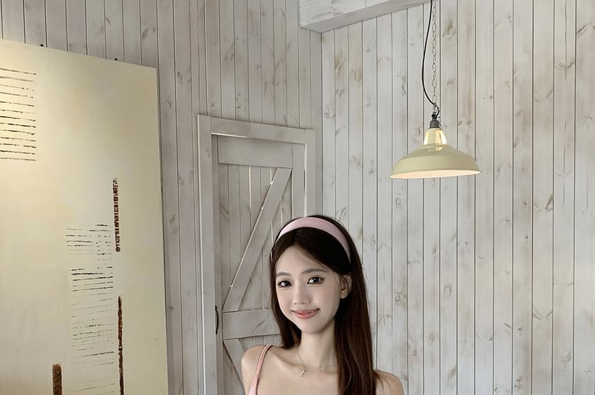Scoop-Neck Striped Crop Camisole & Cardigan Set