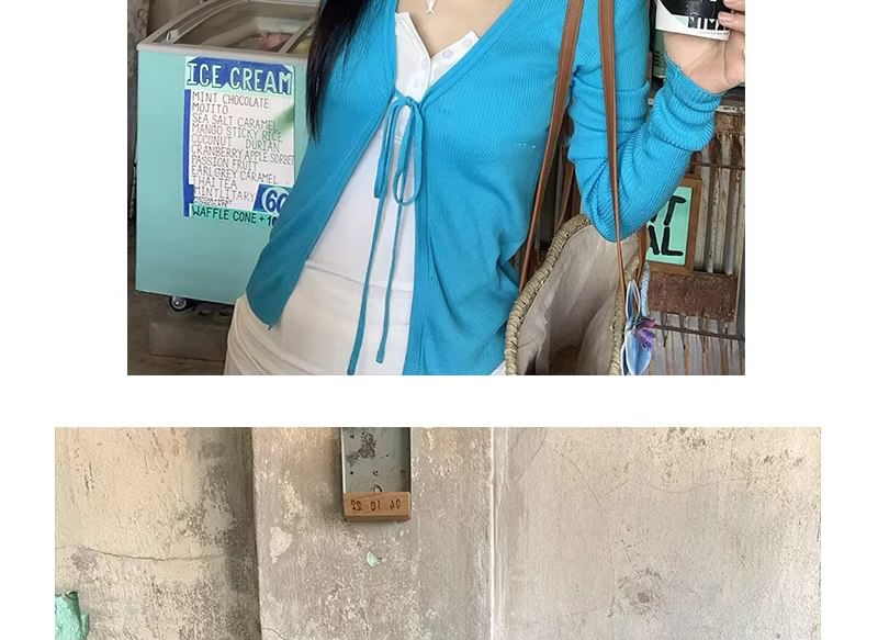 Plain Tie-Front Cardigan