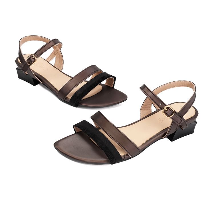 Low Heel Ankle Strap Sandals