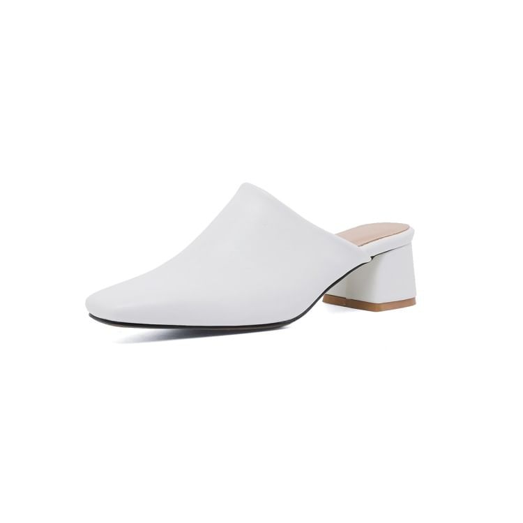 Low Heel Faux Leather Mules