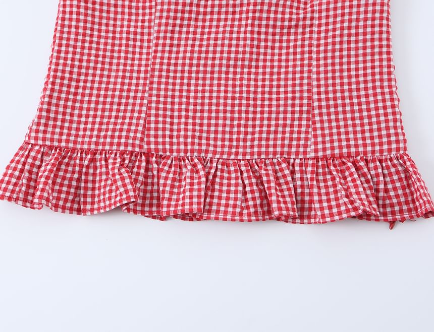 Gingham Shirred Camisole Top
