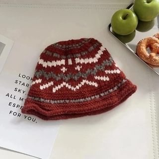 Knit Hat Bucket Patterned