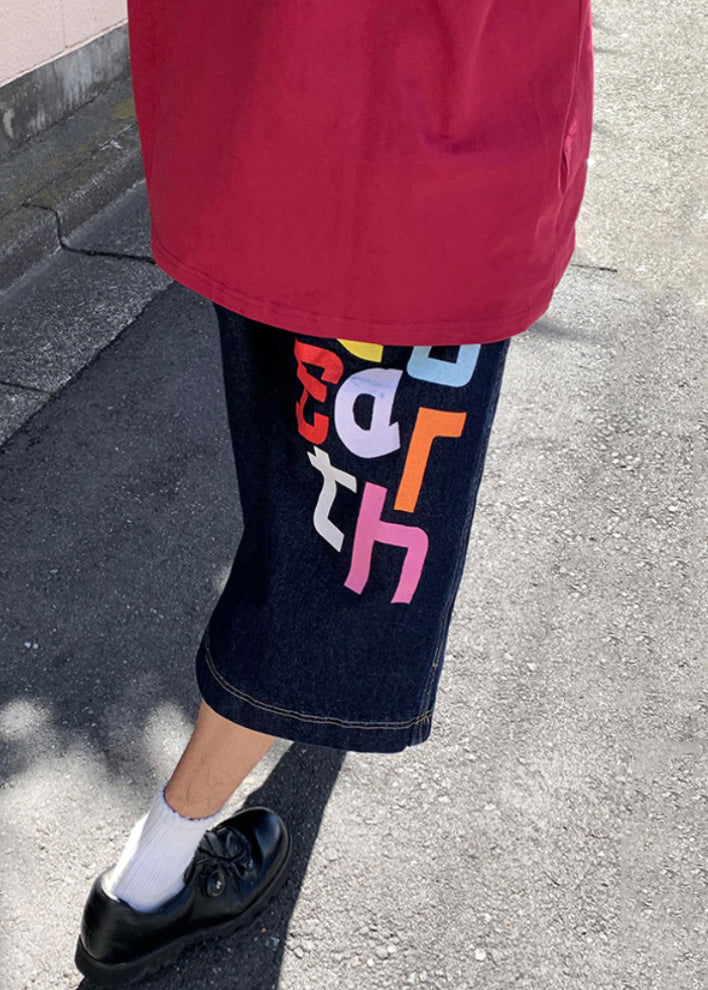 High Letter Waist Summer Blue Pants Mens Crop Denim Modern