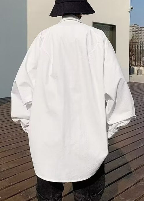 Denim Mens Shirt Patchwork Up New White Lace Spring