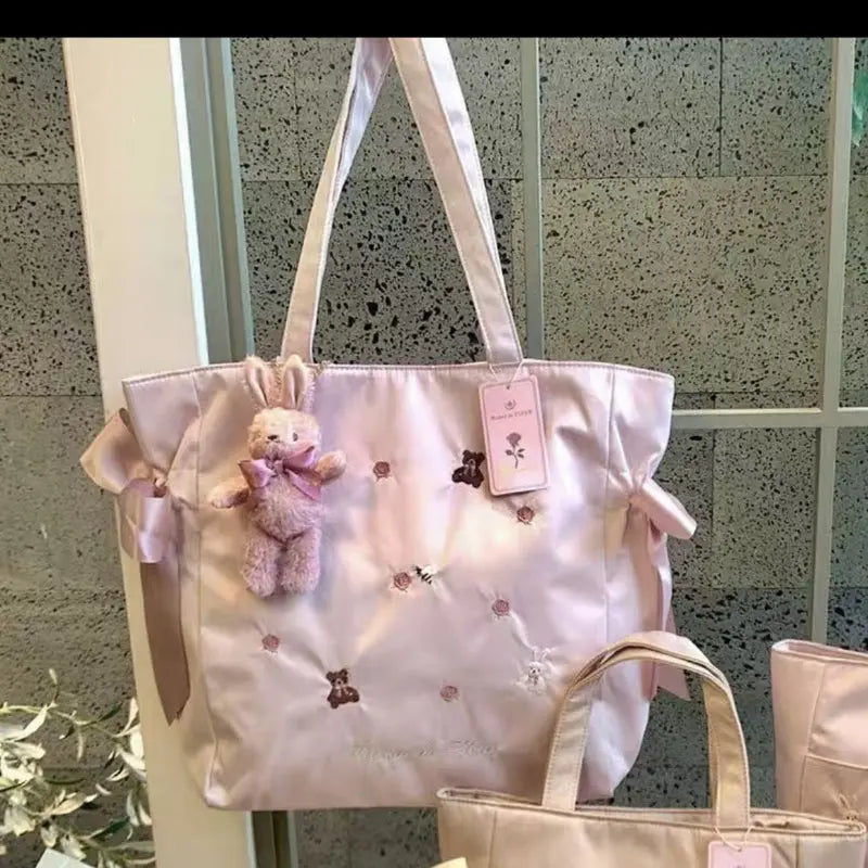 Kawaii Aesthetic Y2K Cute Fairy Pink Rabbit Bear Bow Handbag spreepickyshop