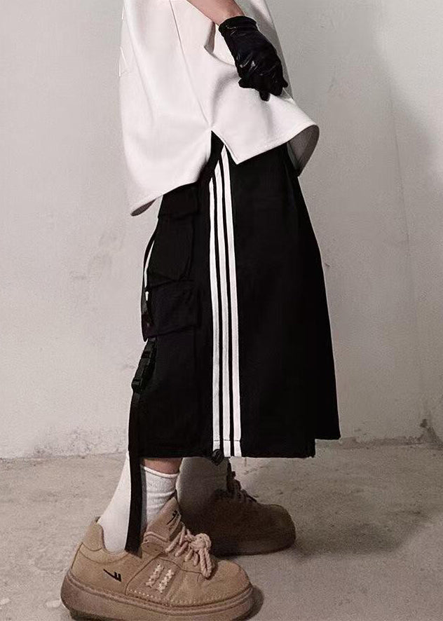 Men Summer Striped White Size Shorts Plus Cotton Pockets