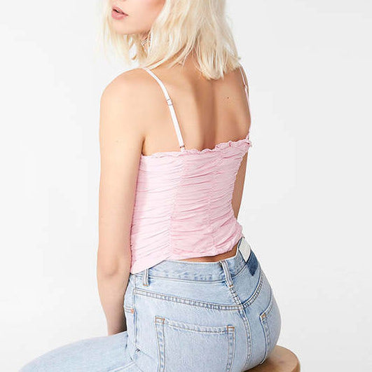 Pink Princess Lace Up Top
