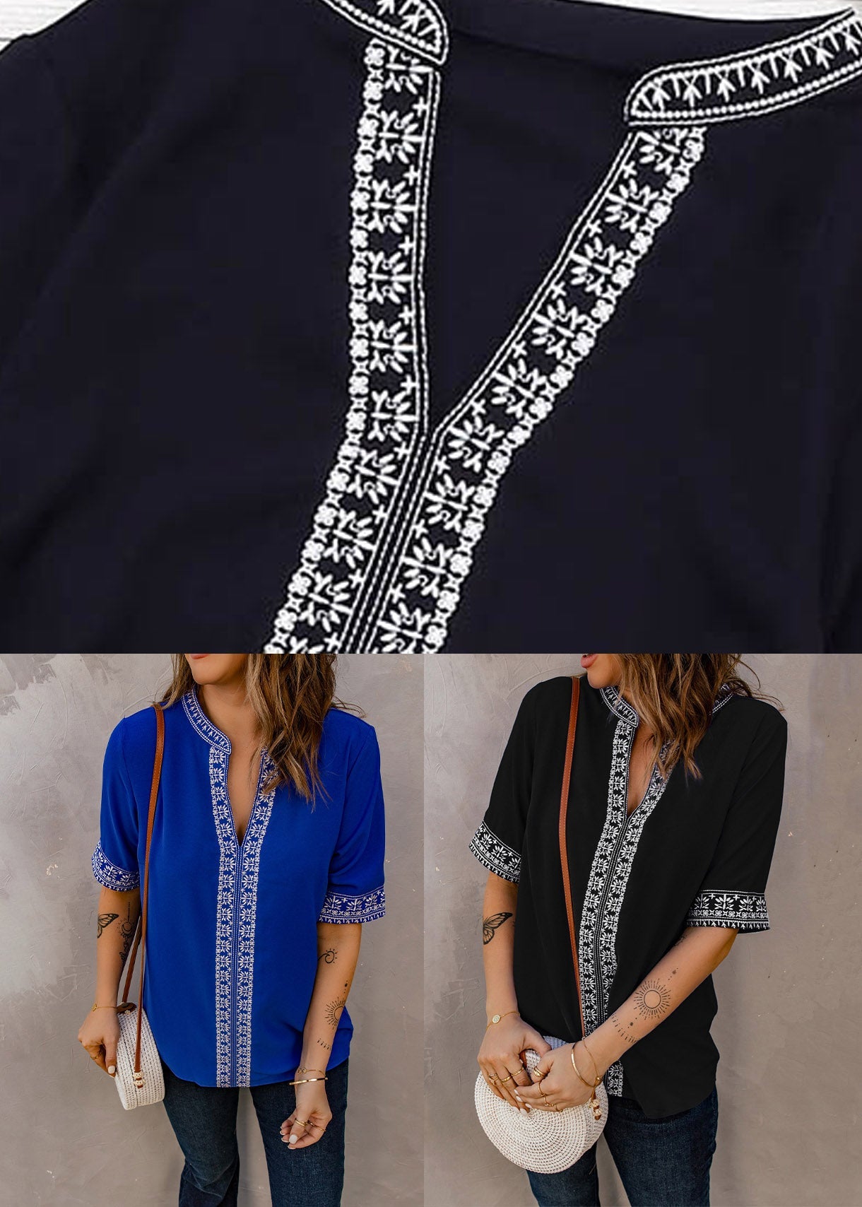 Thin Shirts Summer Royal T Blue Embroidered