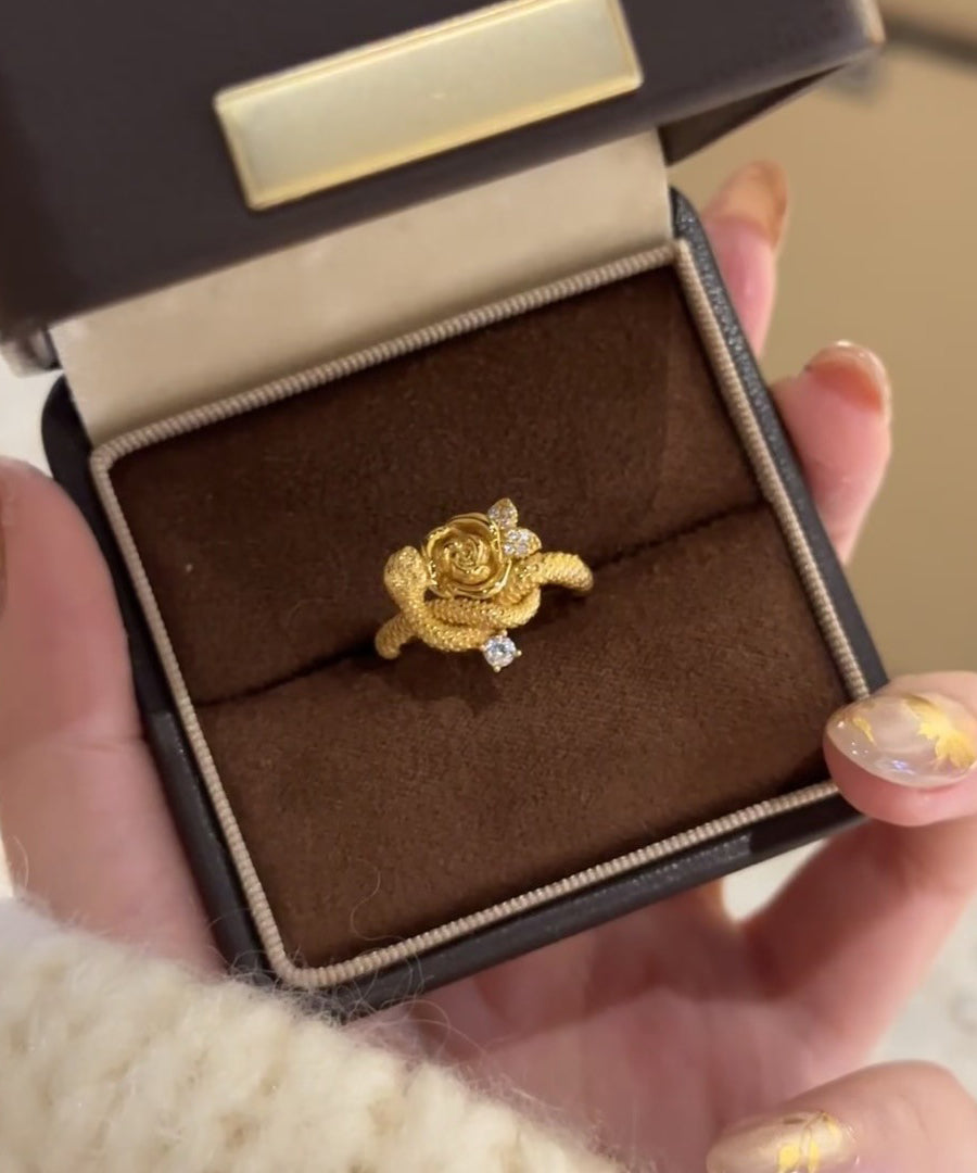 Rings Overgild Silver Snake Rose Sterling Zircon And Unique Gold