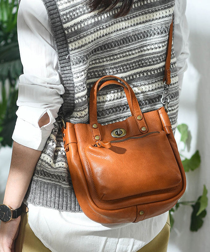 Leather Bag Micro Orange Durable Solid Unique CrossBody