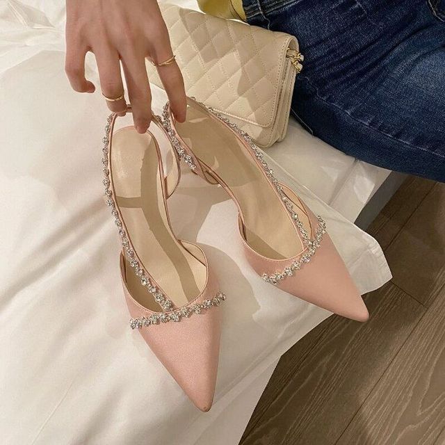Heel Pointy Rhinestone Stiletto Sandals