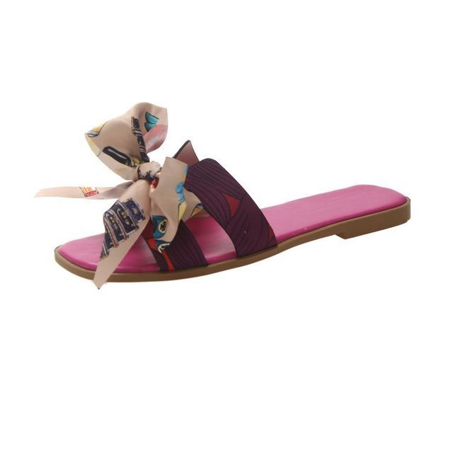 Ribbon Slide Flat Sandals