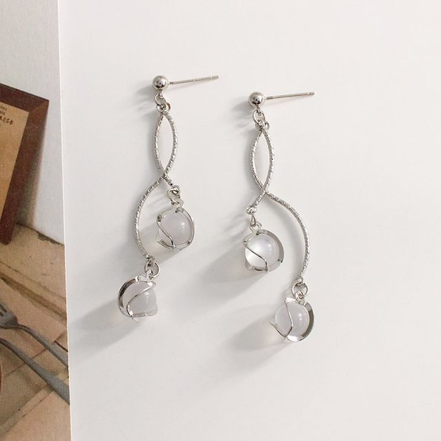 Cat Alloy Eye Stone Faux Earring Fringed