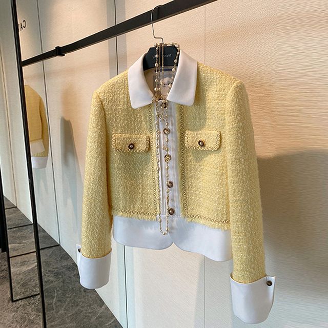 Tweed Sequined Button-Up Jacket