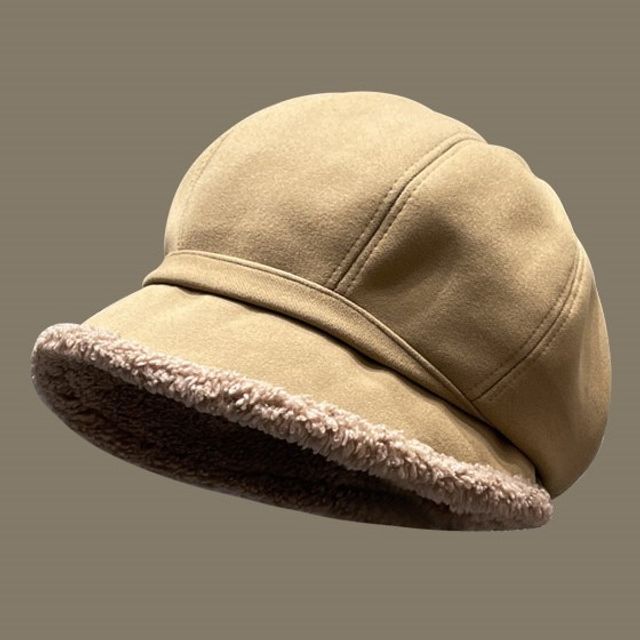 Trim Faux Shearling Beret