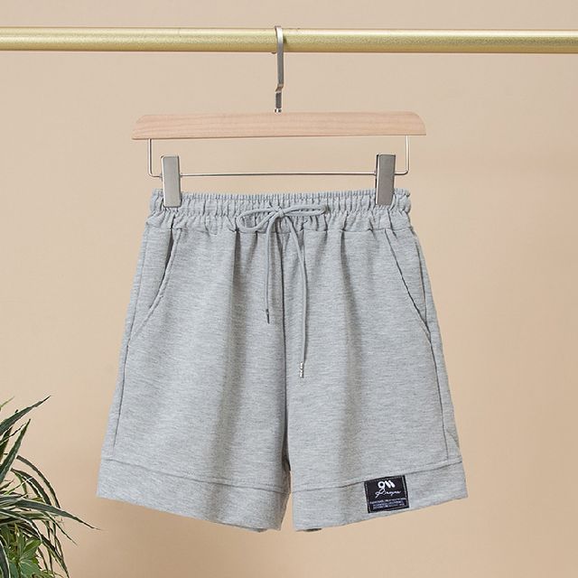 Shorts Label Applique High Plain Waist