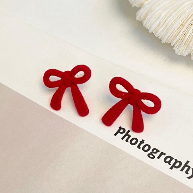 Bow Stud Flocking Earring