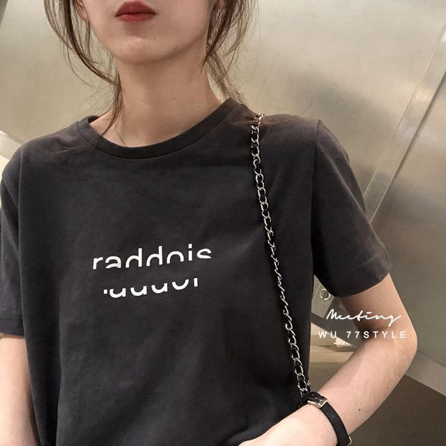 Crew Neck Short-Sleeve T-Shirt Lettering