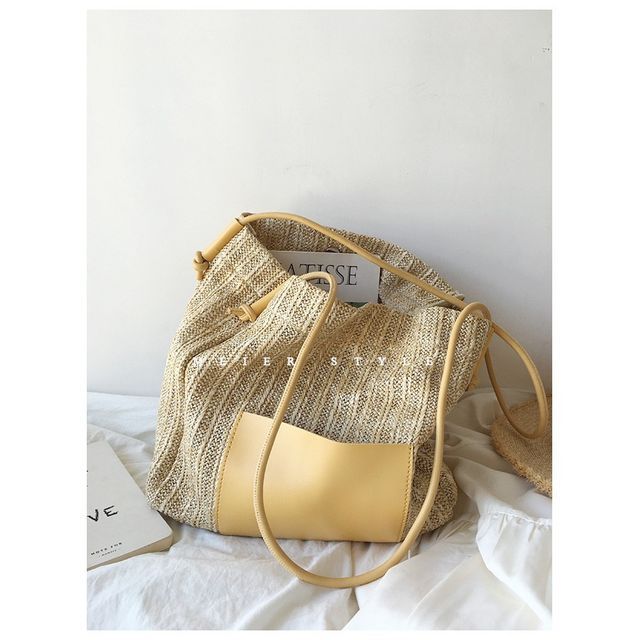 Tote Bag Straw Applique