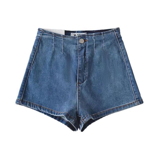 Mid Waist Washed Denim Hot Pants