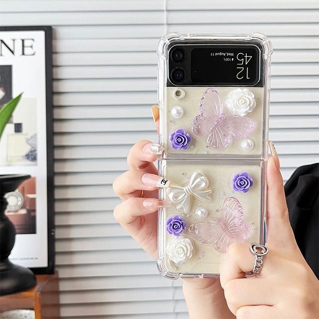 Case Butterfly Phone Faux Floral Pearl